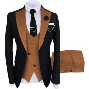 Casual Mens Suit Summer Slim 3 Piece for Wedding Suit (Blazer + Vest + Pants)